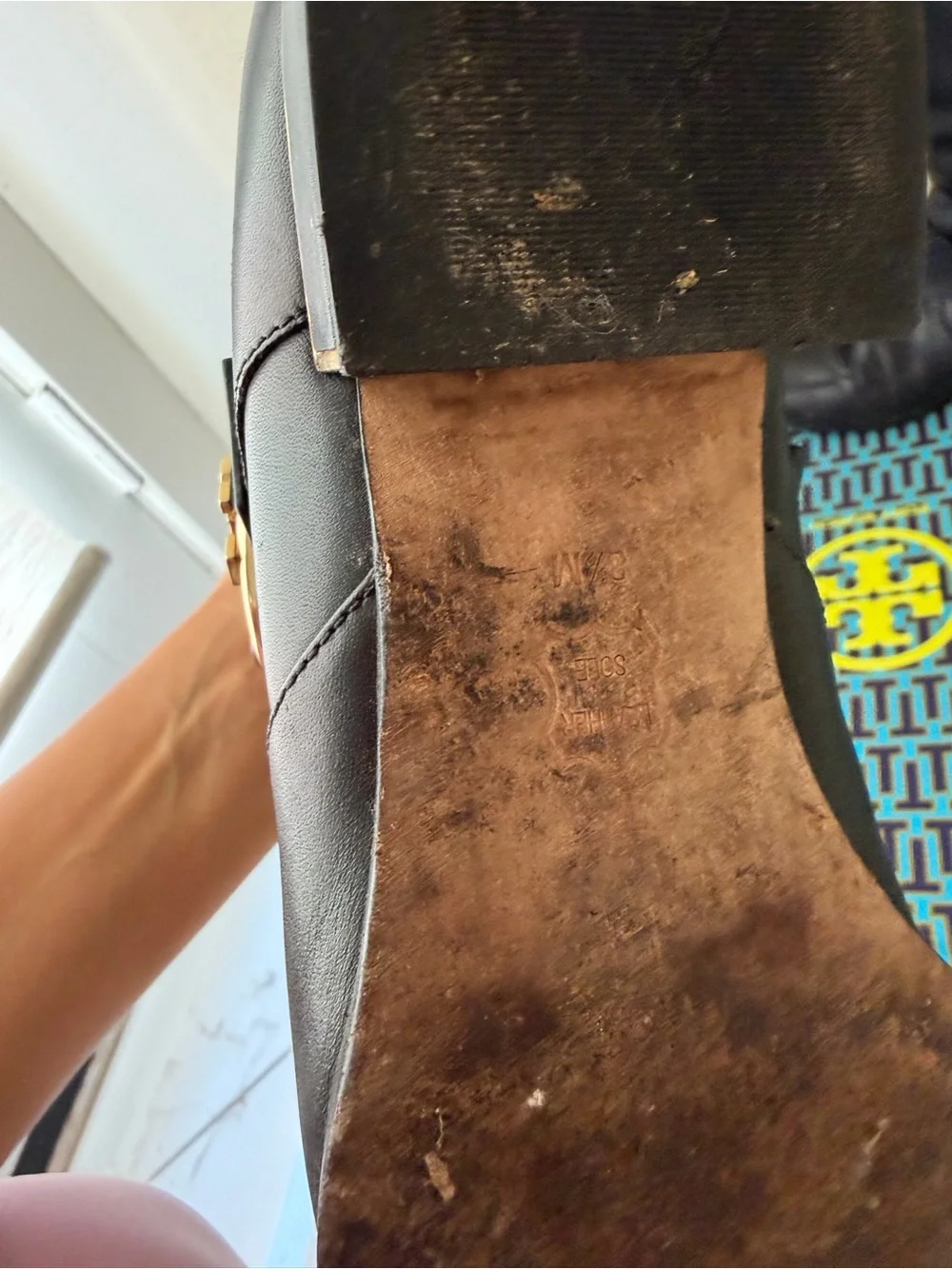Tory Burch Black Leather Over-the-Knee Boots with Gold Buckle